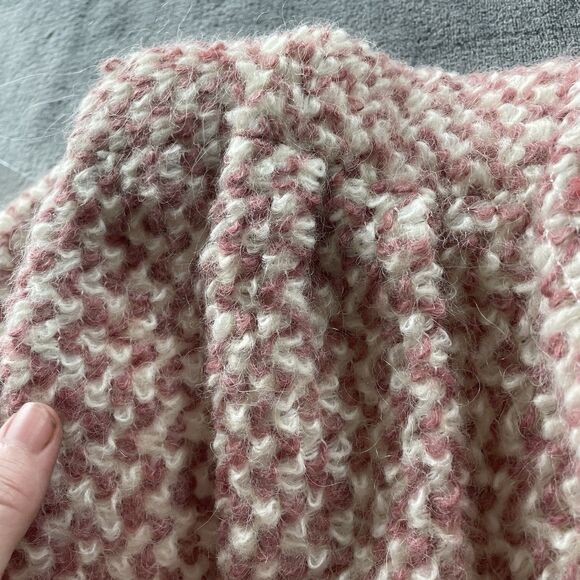 Vintage 80s MJ Seattle Coat Womens Small Pink Check Belted Knit Boucle Mohair - Picture 10 of 10